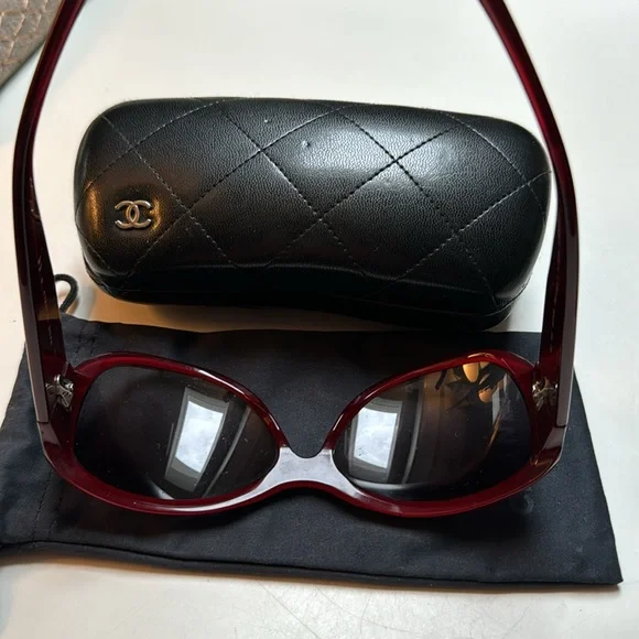CHANEL vintage large Burgundy Prescription lens Frames+Sock+  display picture 3
